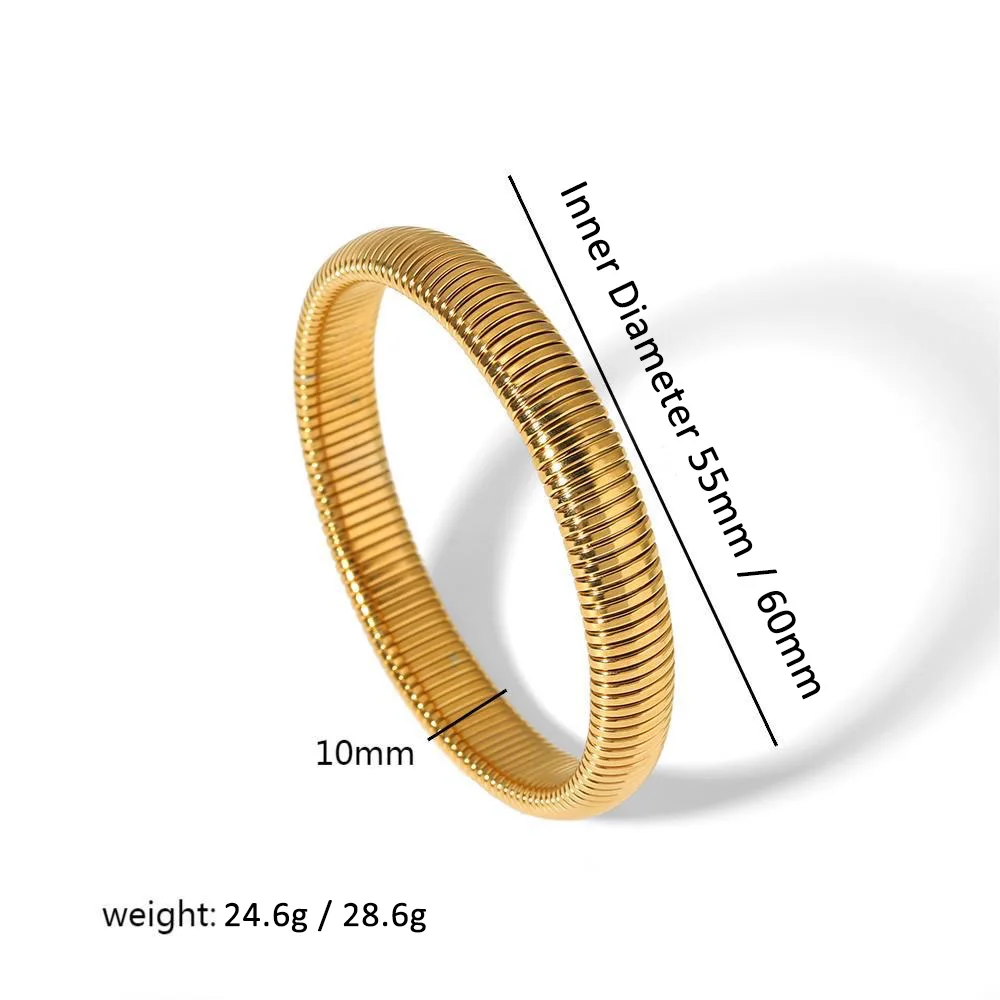 Stainless Steel Bangle - 18k Gold Plated Spiral Bracelet