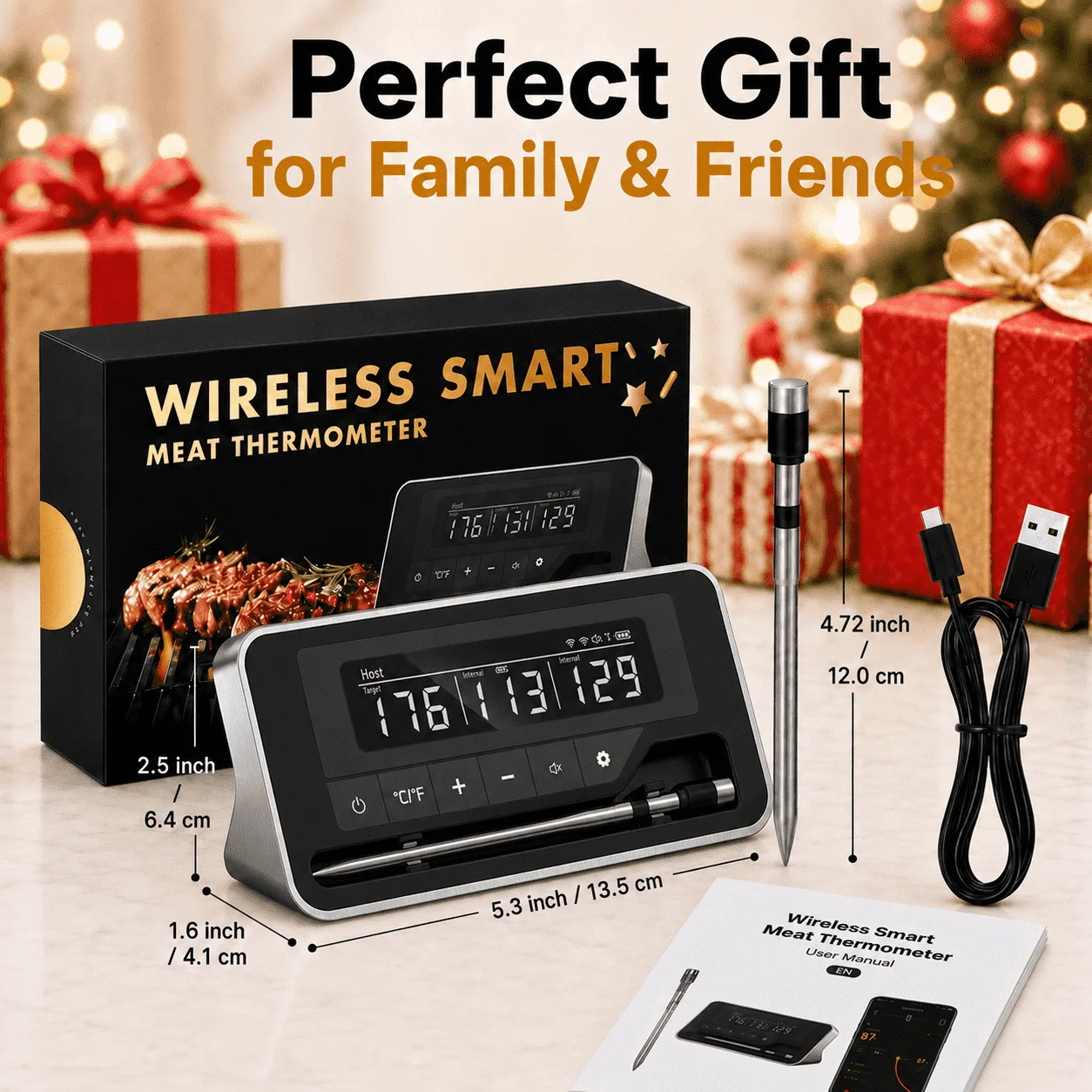 Meat Thermometer Wireless Bluetooth Digital Food Thermometer