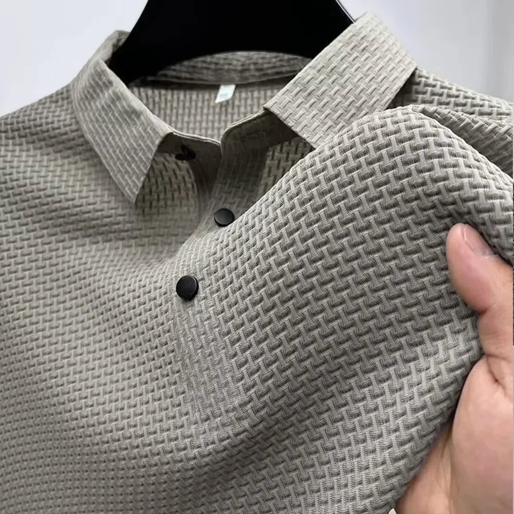 Men's Ice Silk Short-Sleeve Polo Shirt Basic Style