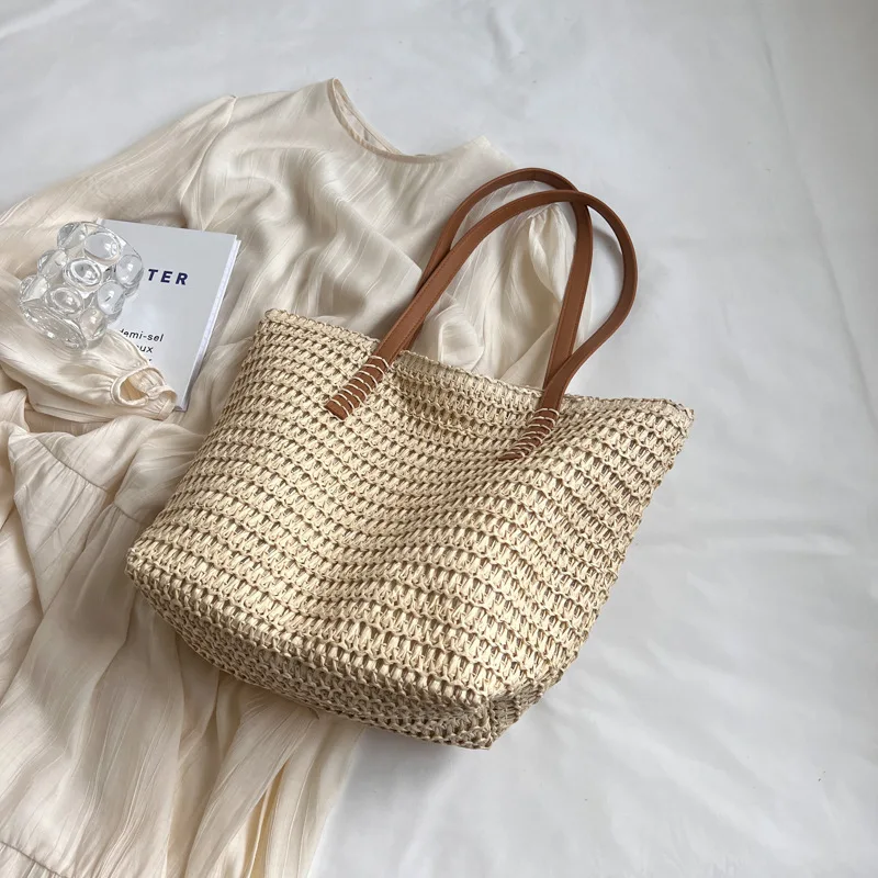 Straw Shoulder Handbag Bohemian Beach Tote Bag