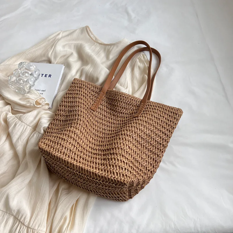 Straw Shoulder Handbag Bohemian Beach Tote Bag