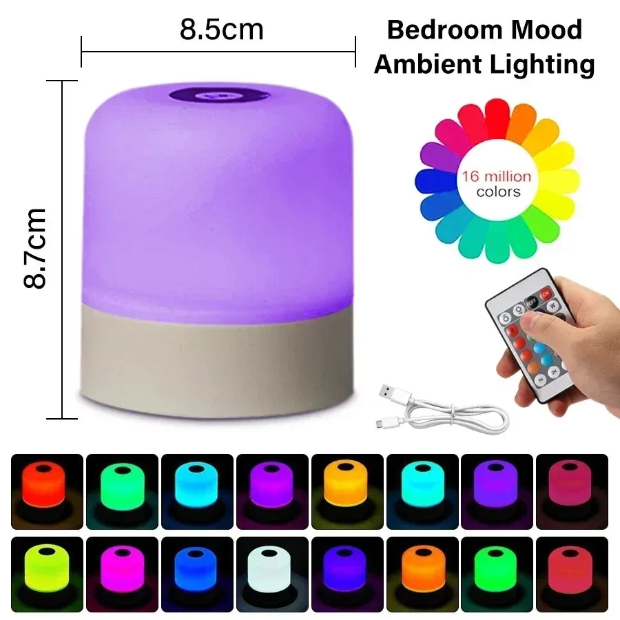 Touch Night Light - RGB Dimmable Rechargeable Table Lamp