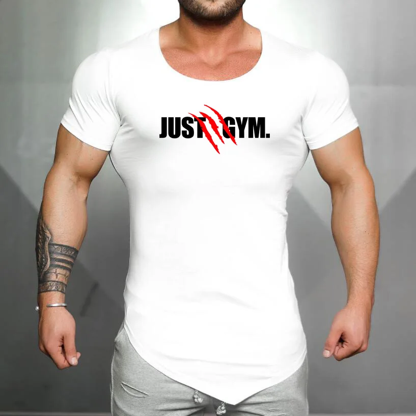 Mens Running Sport Short Sleeve T-Shirt Cotton Slim Fit