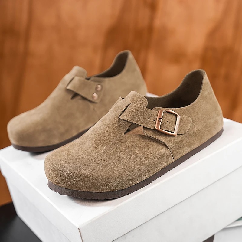Mens Suede Cork Clogs Beach Sandals