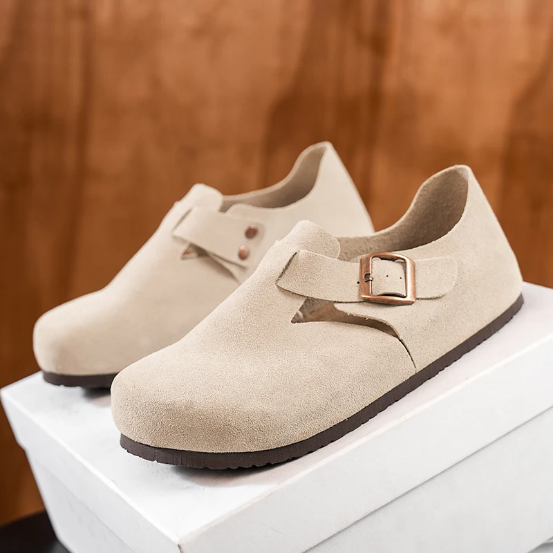 Mens Suede Cork Clogs Beach Sandals