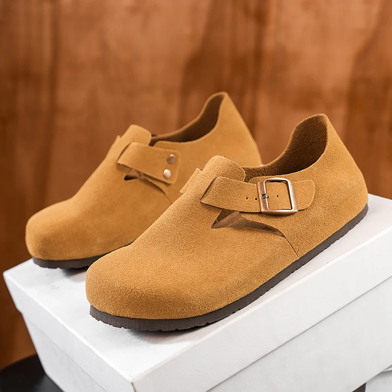 Mens Suede Cork Clogs Beach Sandals