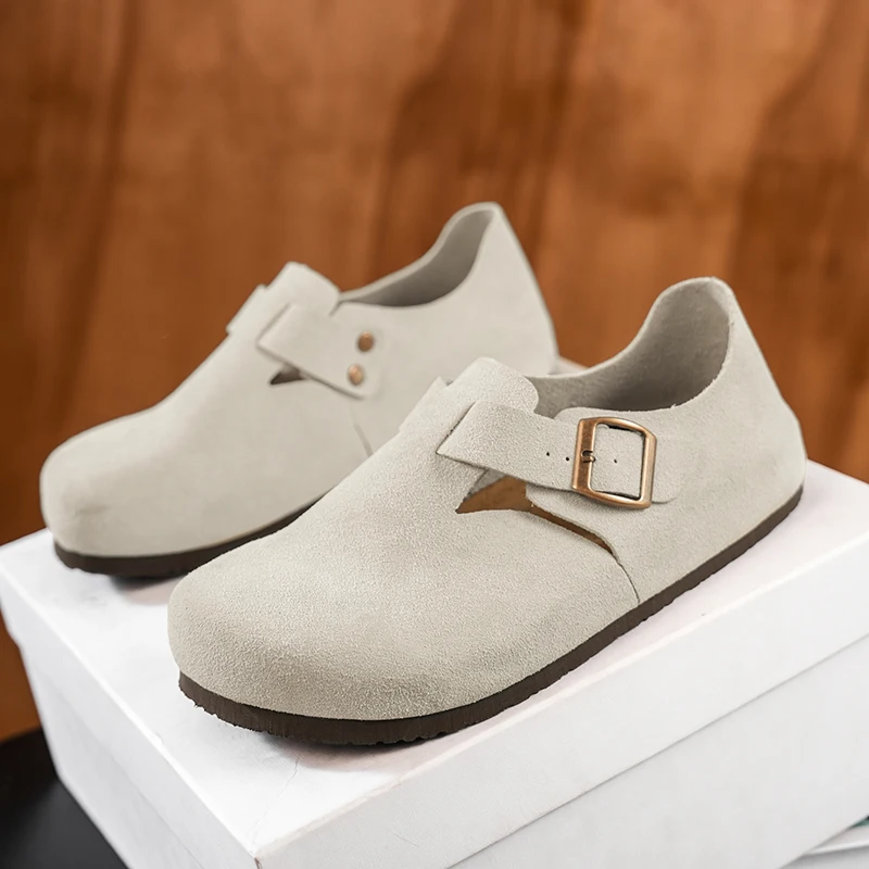 Mens Suede Cork Clogs Beach Sandals