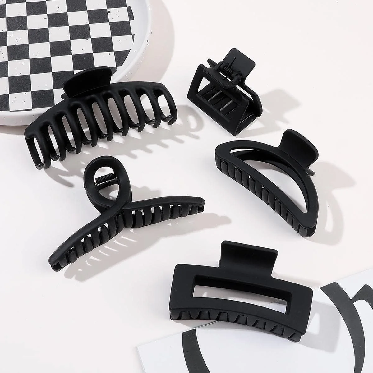 Hair Claw Clip Set, Matte Finish, 5 Pieces