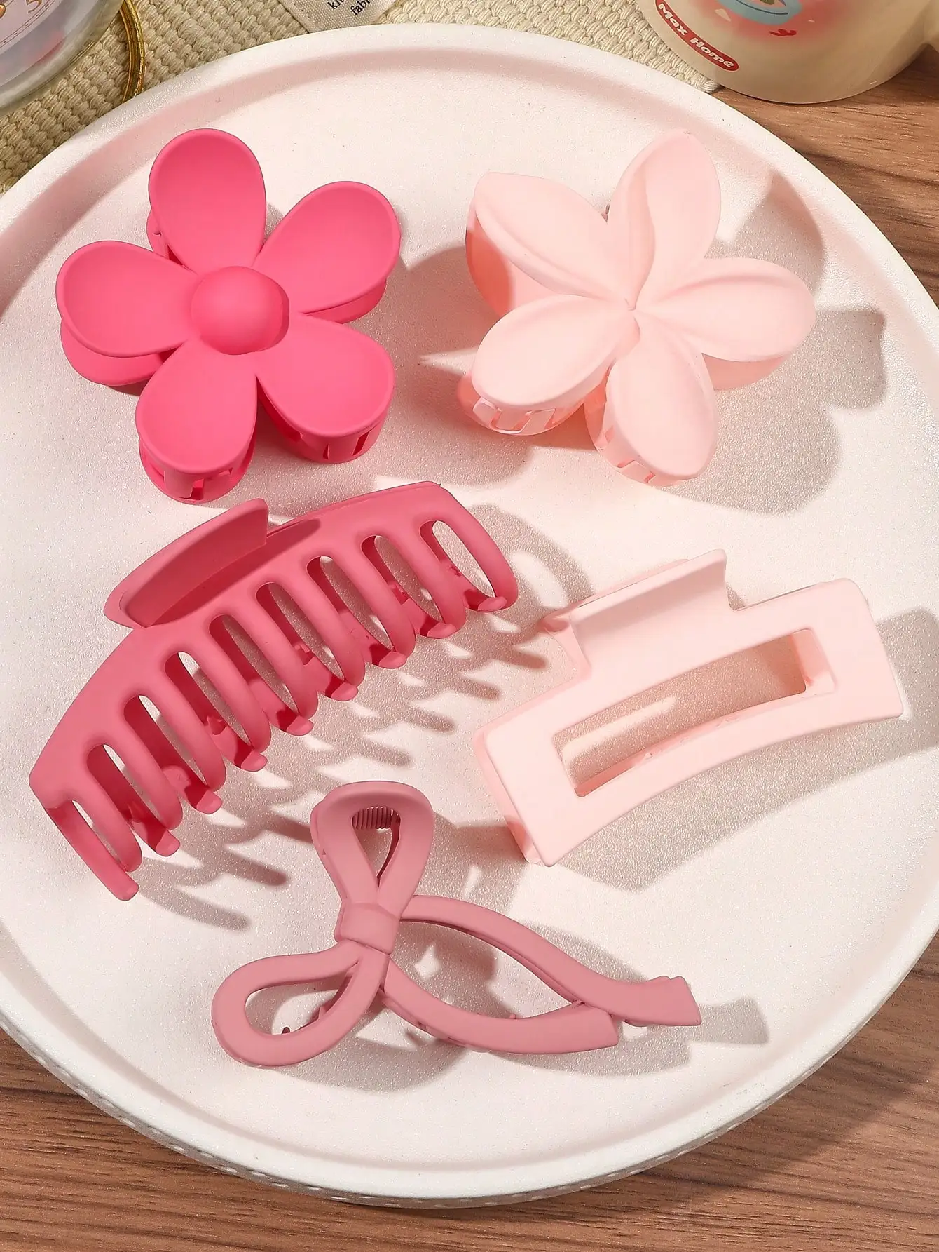 Hair Claw Clip Set, Matte Finish, 5 Pieces
