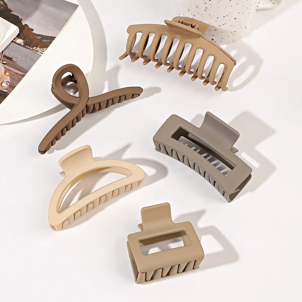 Hair Claw Clip Set, Matte Finish, 5 Pieces