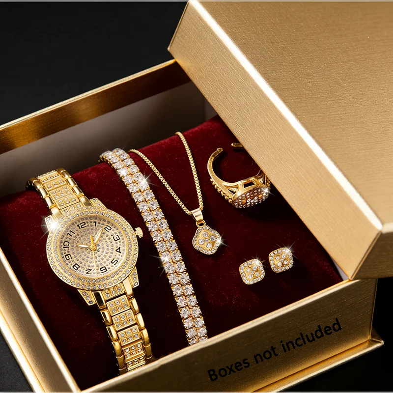 Women Quartz Watch Gold Elegant Bracelet Set