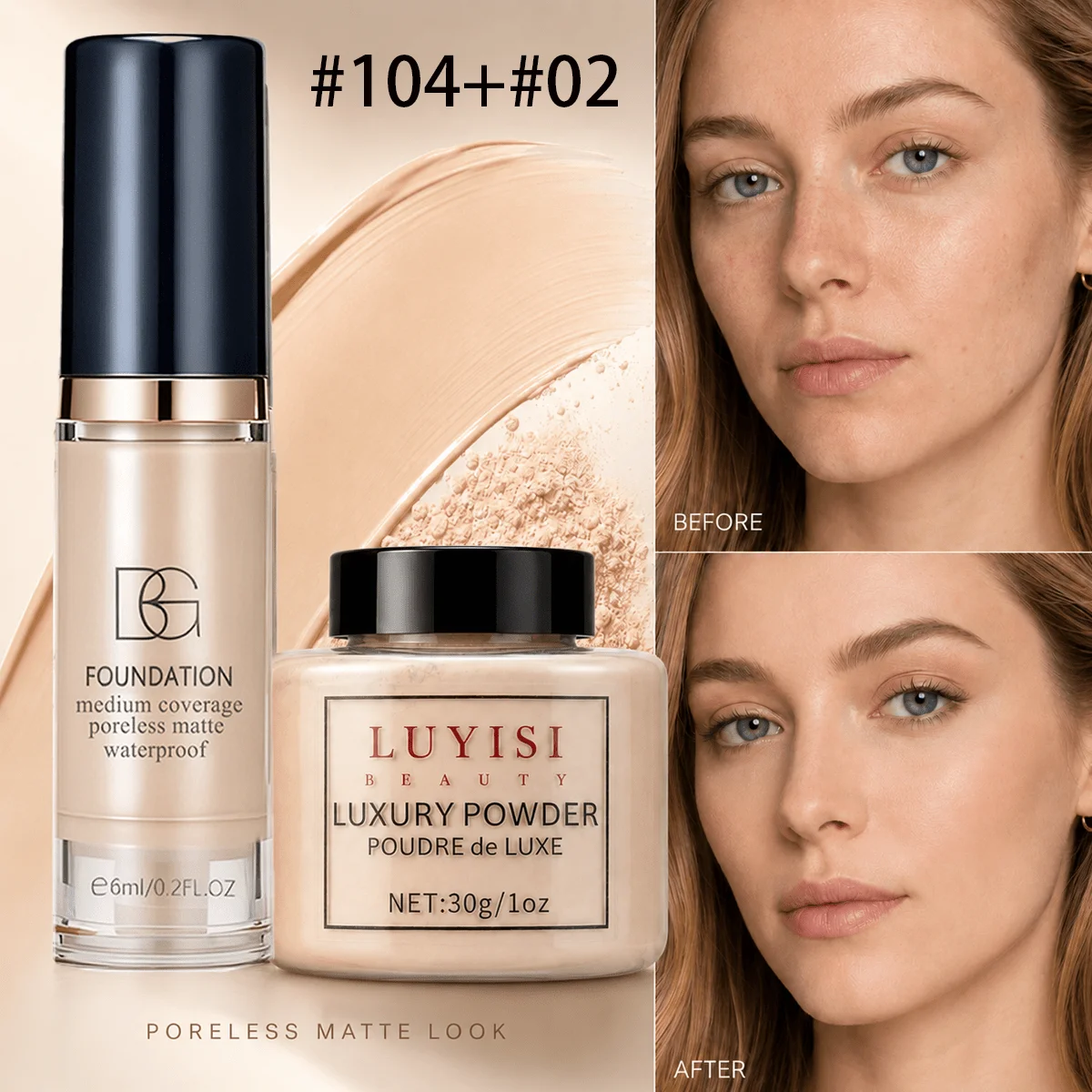 Facial Makeup Set Matte Powder And Foundation