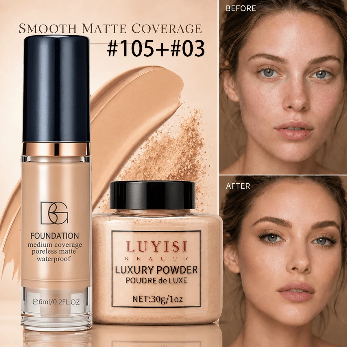 Facial Makeup Set Matte Powder And Foundation