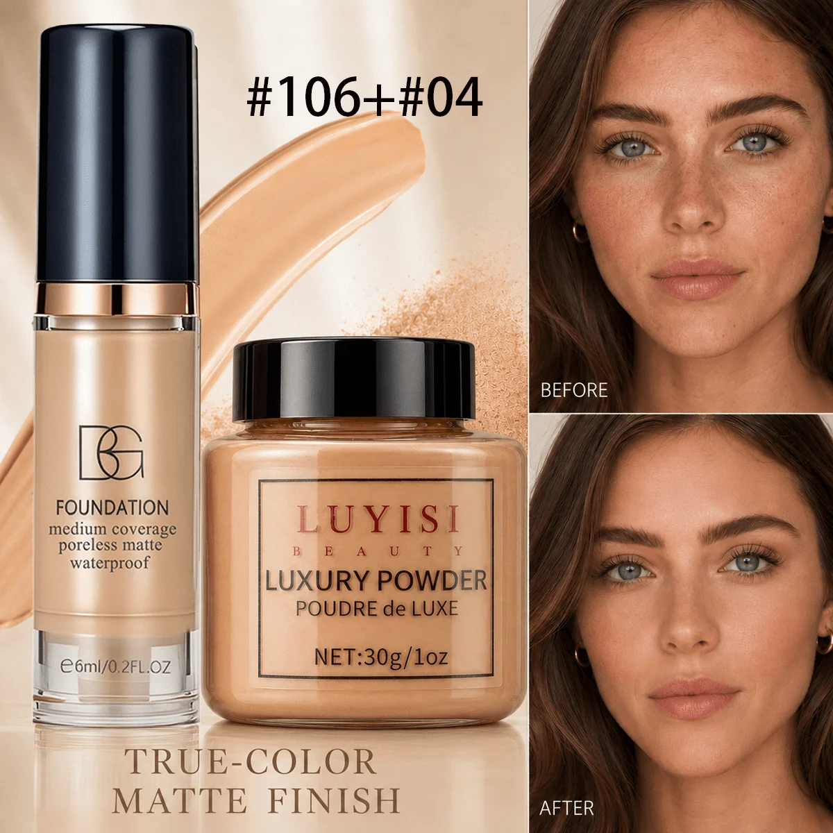 Facial Makeup Set Matte Powder And Foundation