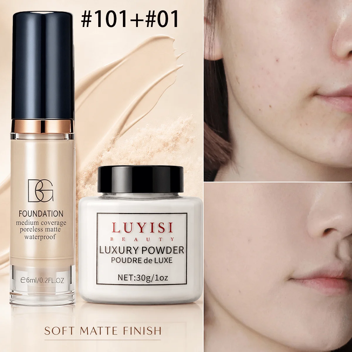 Facial Makeup Set Matte Powder And Foundation