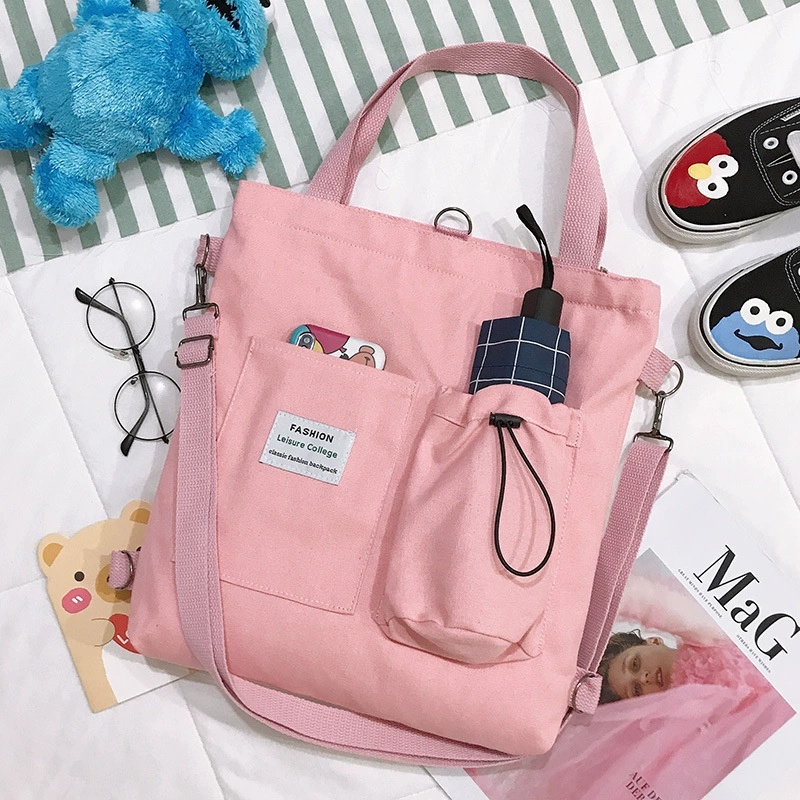 Harajuku Canvas Backpack With Pockets