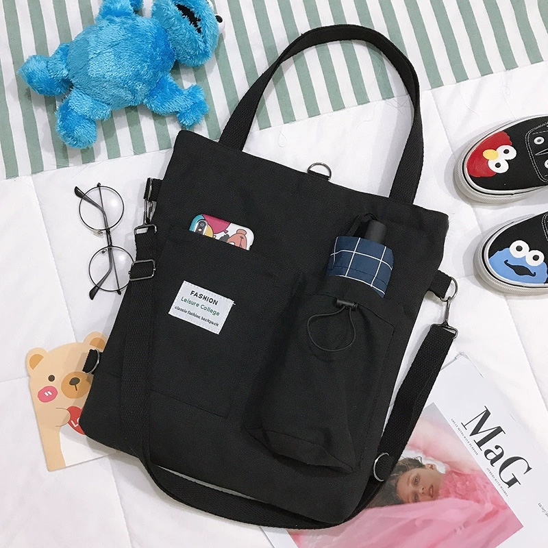 Harajuku Canvas Backpack With Pockets