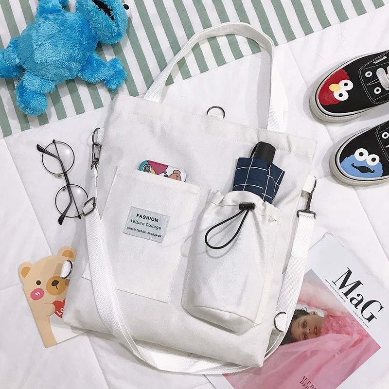 Harajuku Canvas Backpack With Pockets