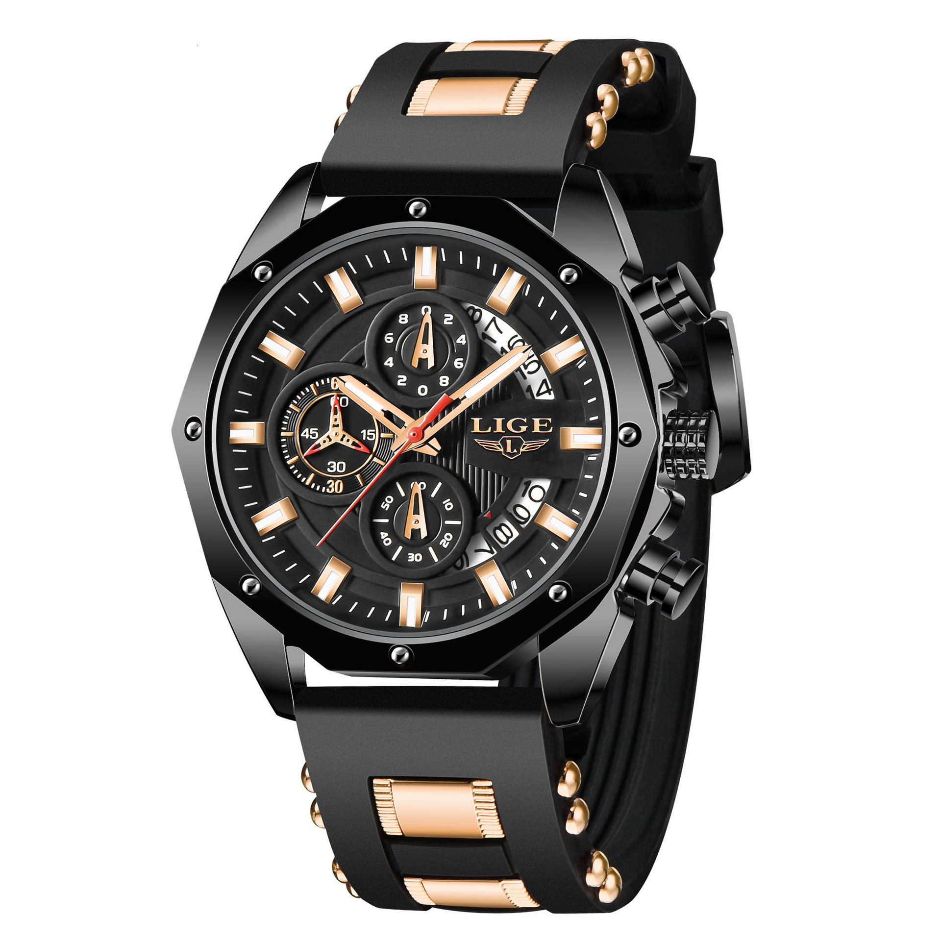 Mens Sports Watch Quartz Chronograph Waterproof