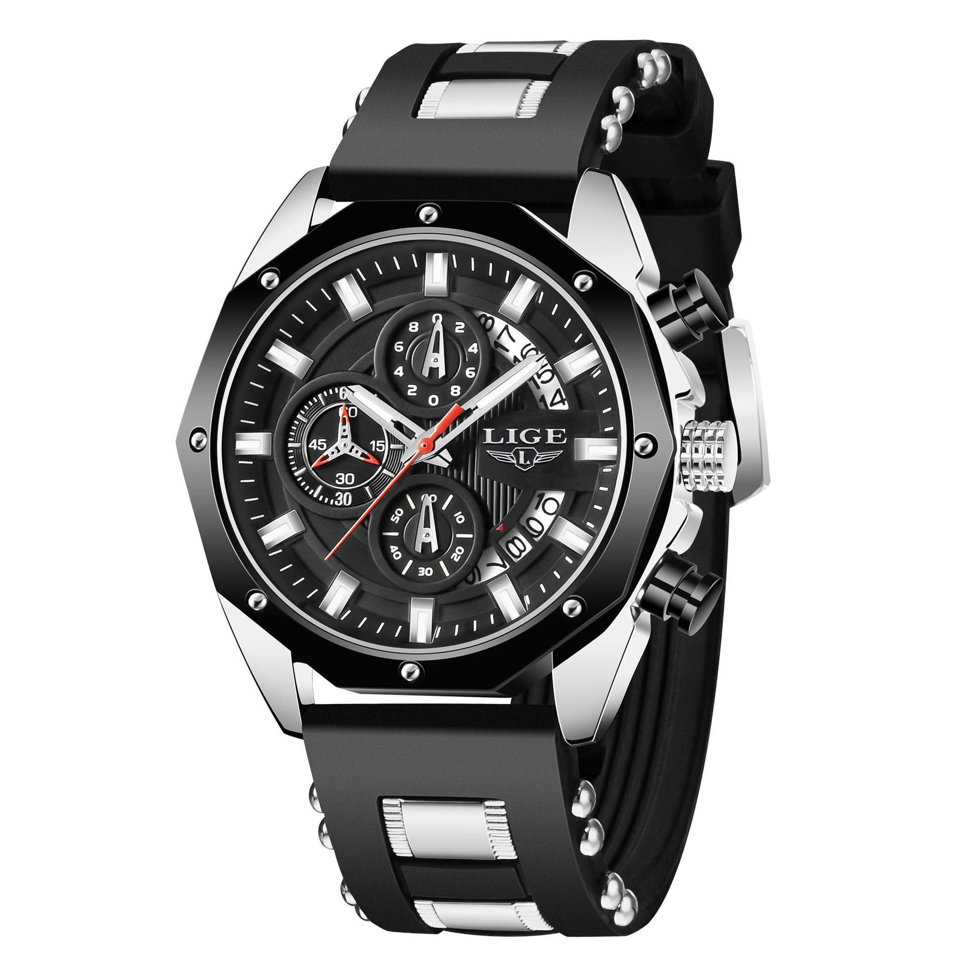Mens Sports Watch Quartz Chronograph Waterproof