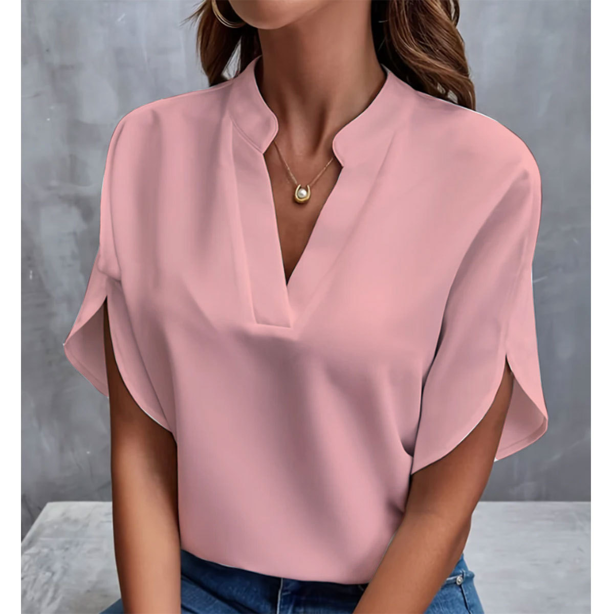 Chiffon Shirt V-Neck Casual Versatile