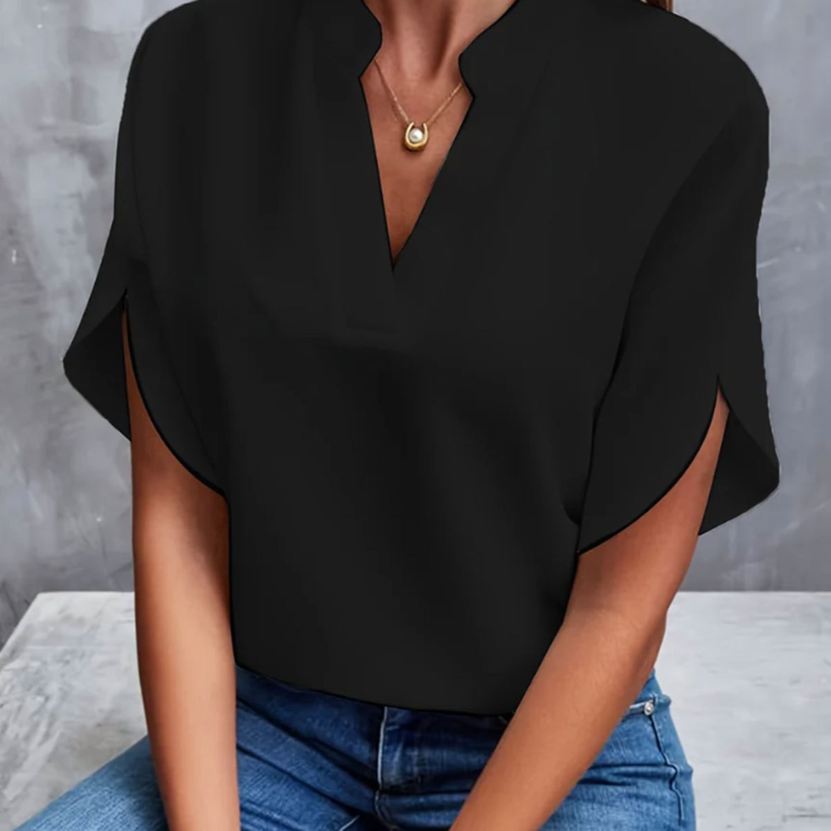 Chiffon Shirt V-Neck Casual Versatile