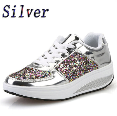 Sequin Women's Sneakers Silver Gold White 35-42