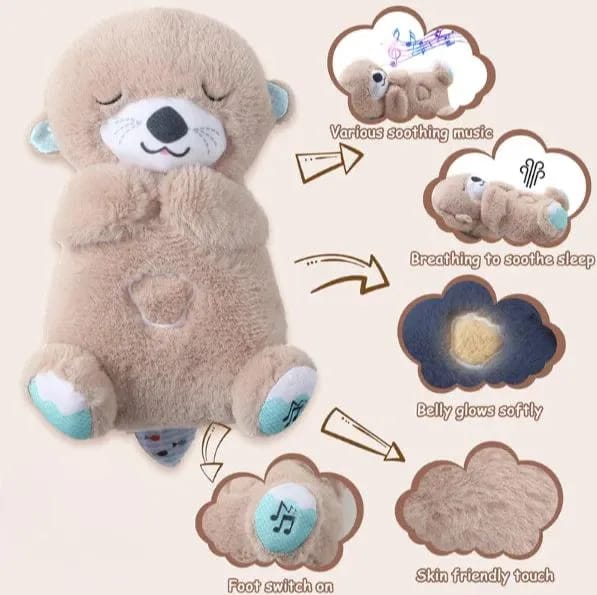 Plush Breathing Otter Toy with Lights and Music