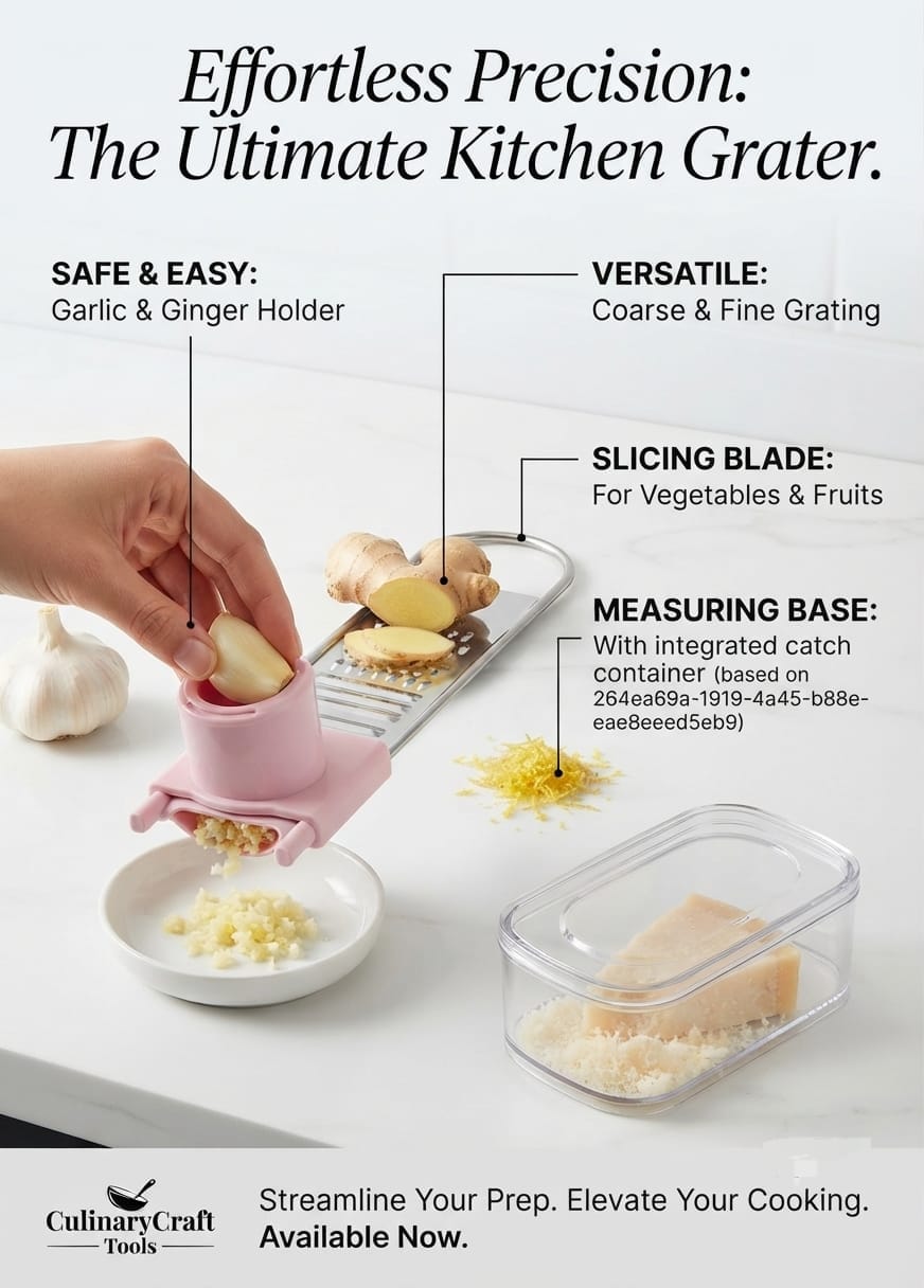 CulinaryCraft Tools Ultimate Kitchen Grater with Measuring Base and Holder