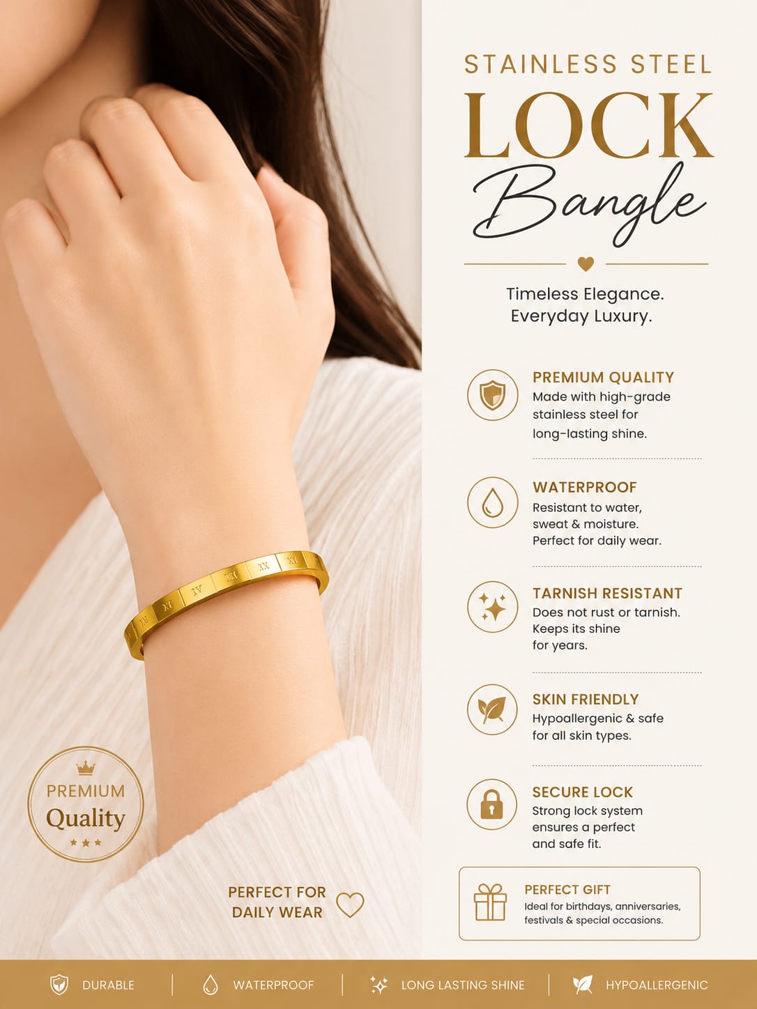 Stainless Steel Lock Bangle