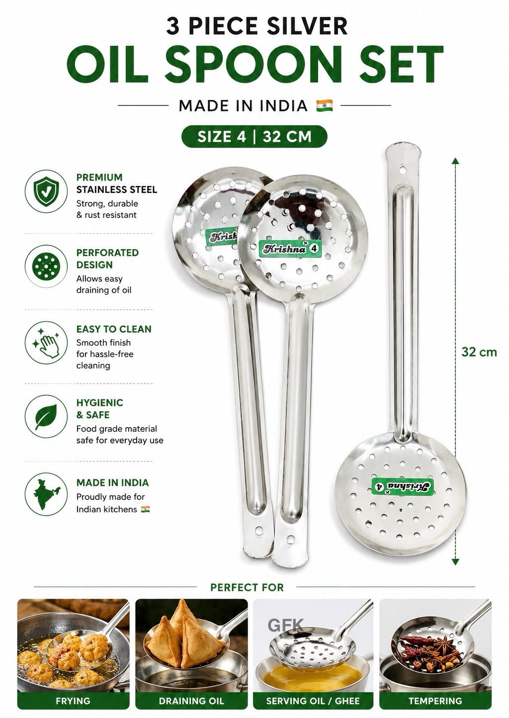 3 Piece Silver Oil Spoon Set