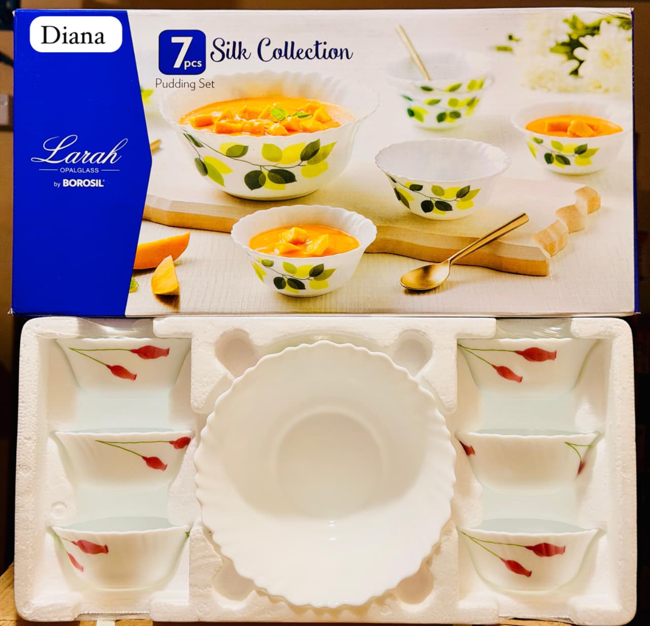 Larah by Borosil Diana 7-Piece Silk Collection Pudding Set