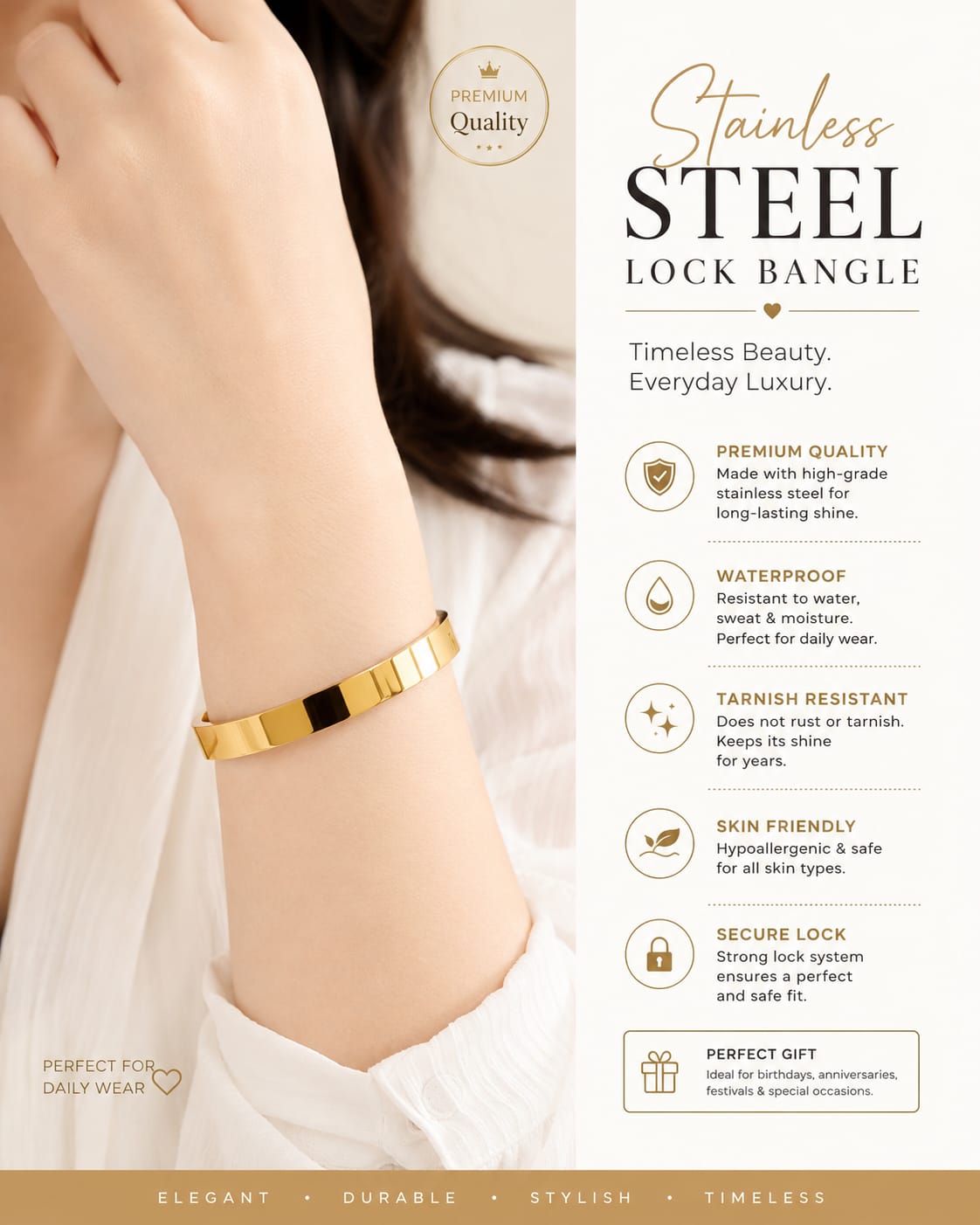 Stainless Steel Lock Bangle