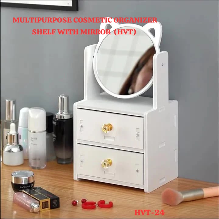 Multipurpose Cosmetic Organizer Shelf with Mirror