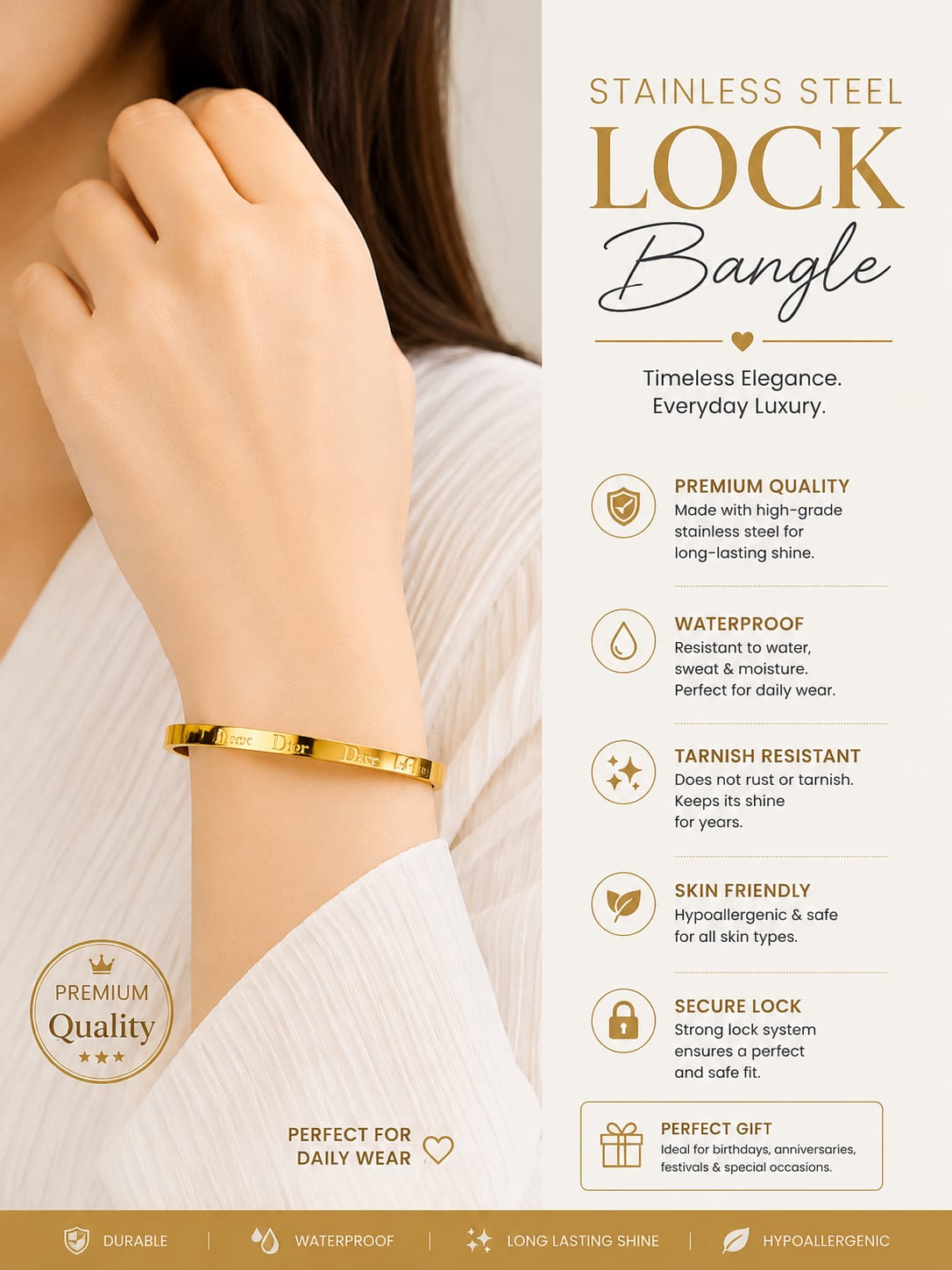 Stainless Steel Lock Bangle