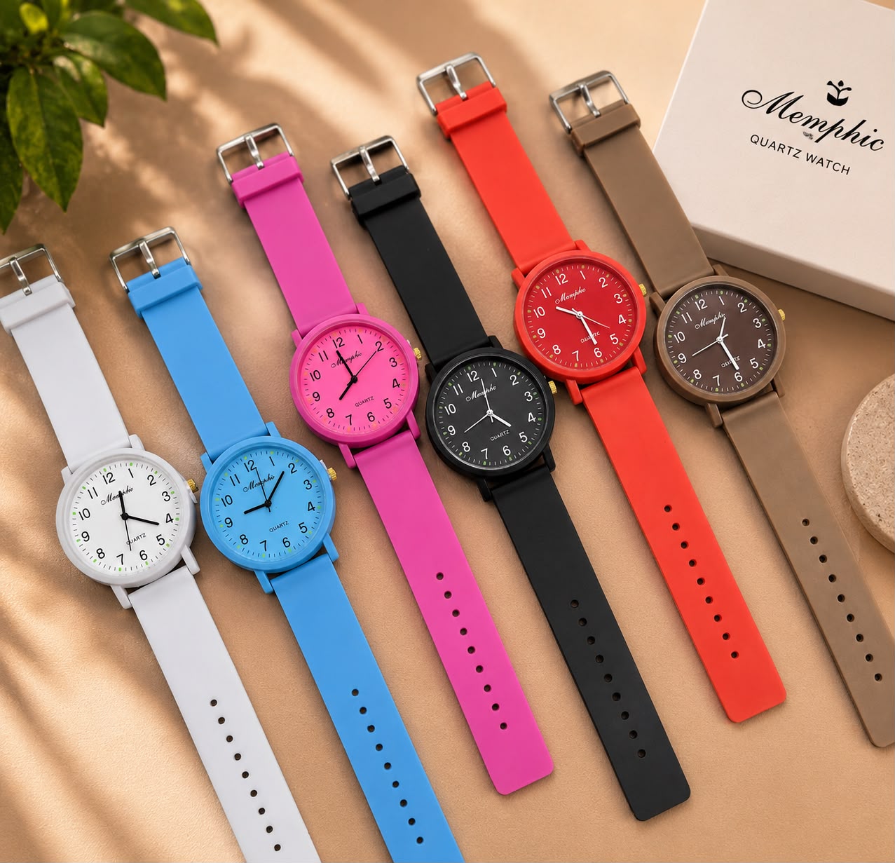 Memphic Colorful Silicone Strap Quartz Watch