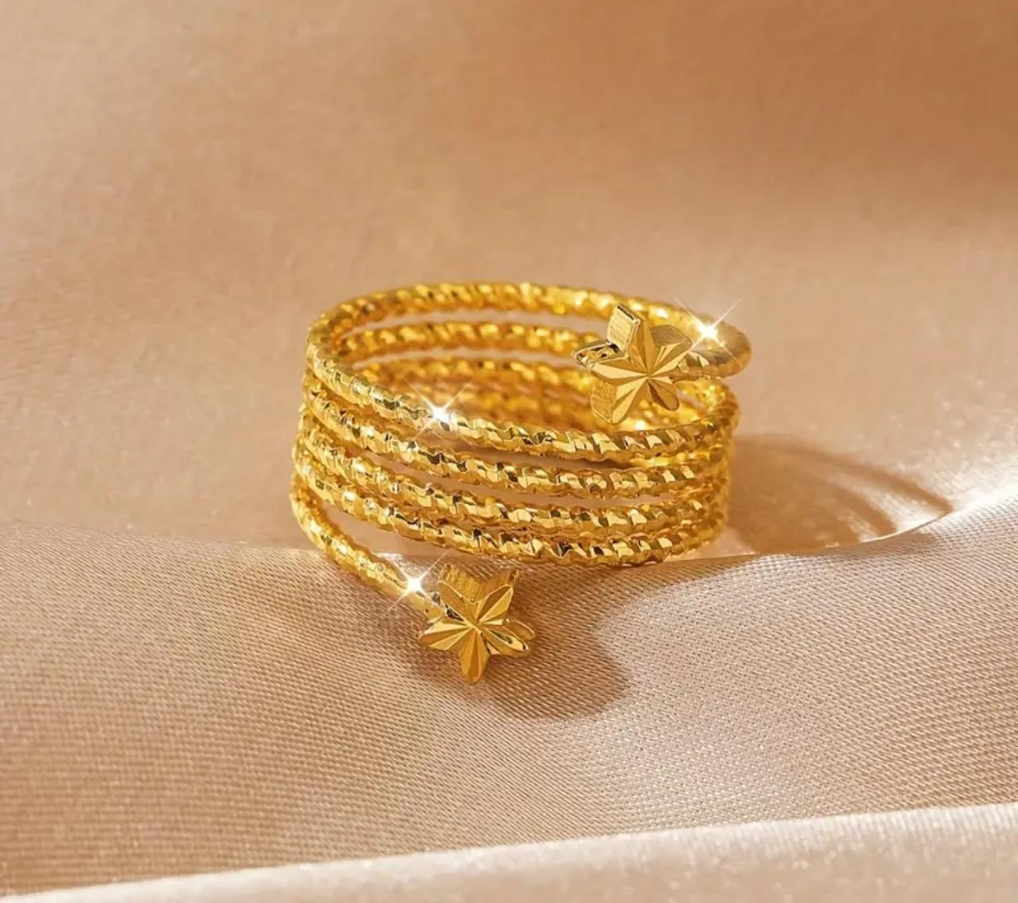 Golden Wrapped Ring Pentagram Ladies Fashion Jewelry