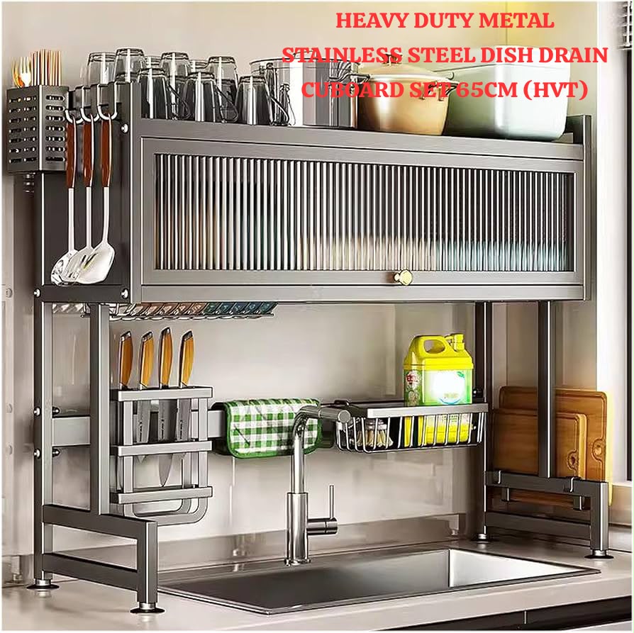 Heavy Duty Metal Stainless Steel Dish Drain Cupboard Set 65cm