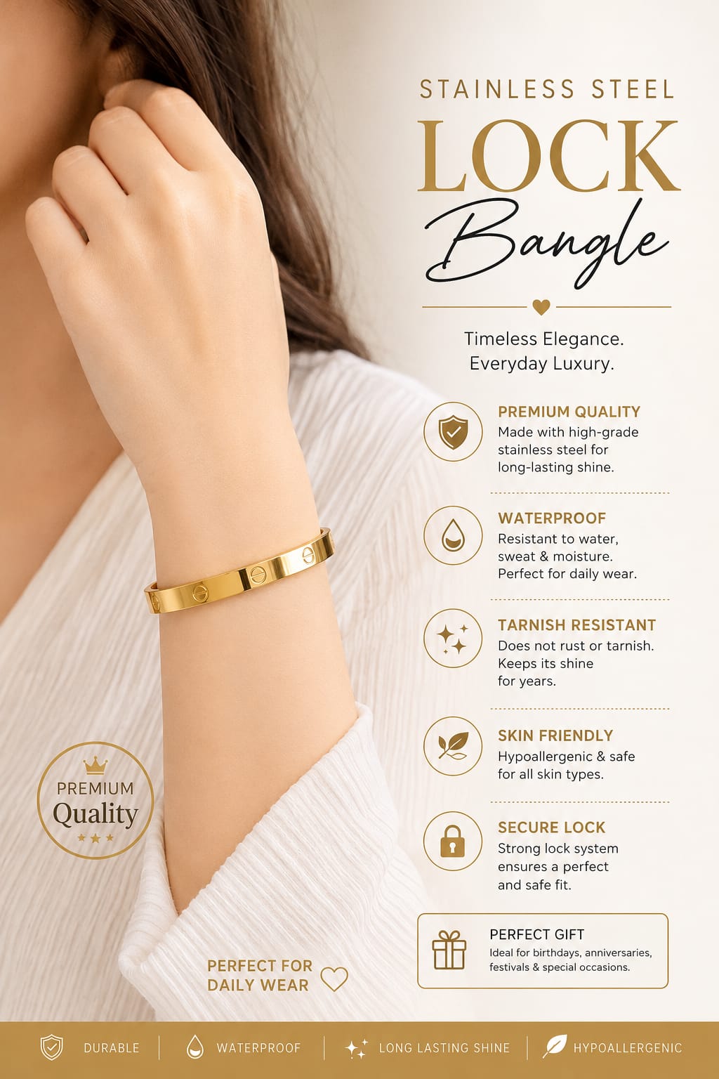 Stainless Steel Lock Bangle
