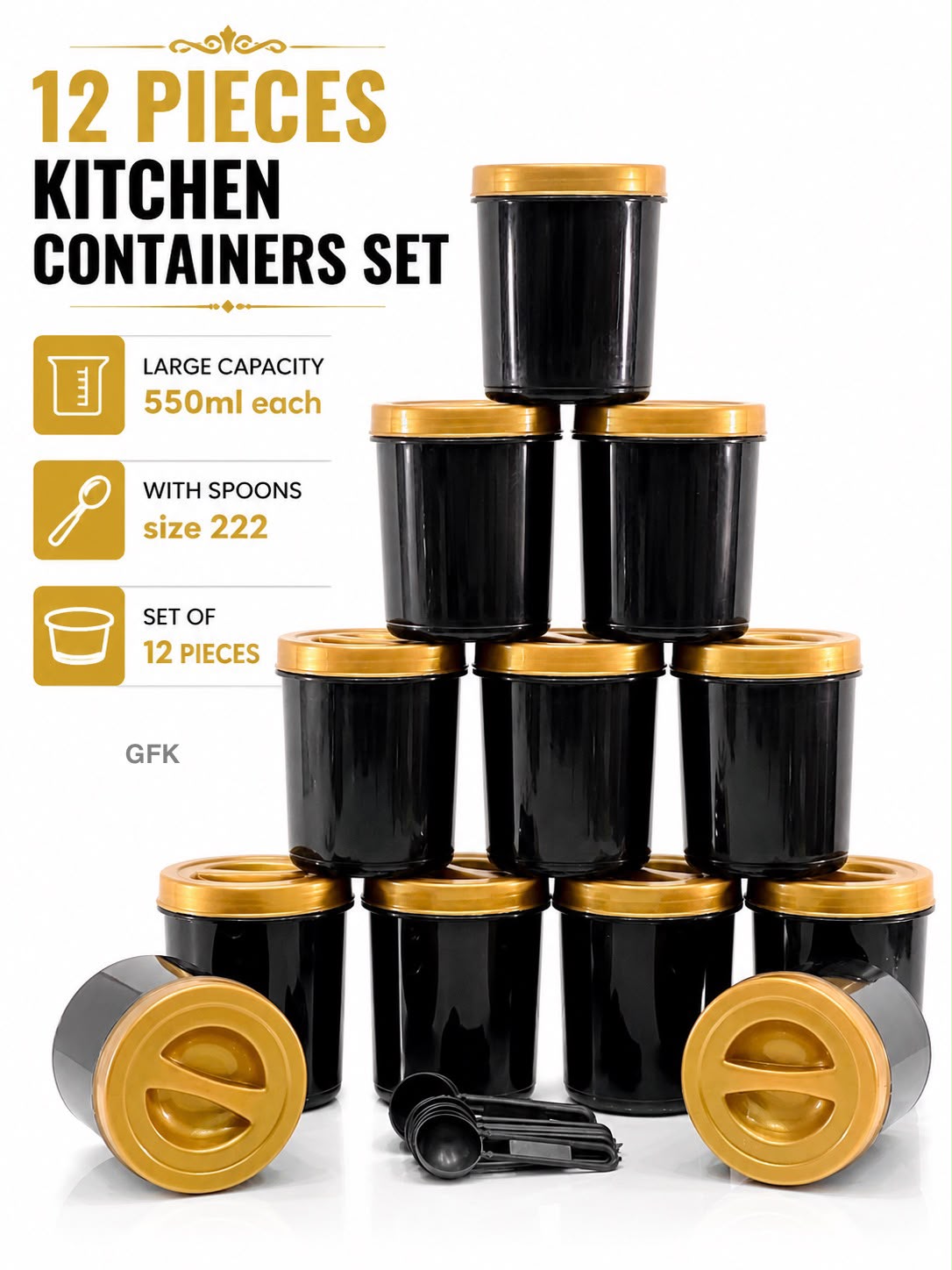 12 Pieces Kitchen Containers Set